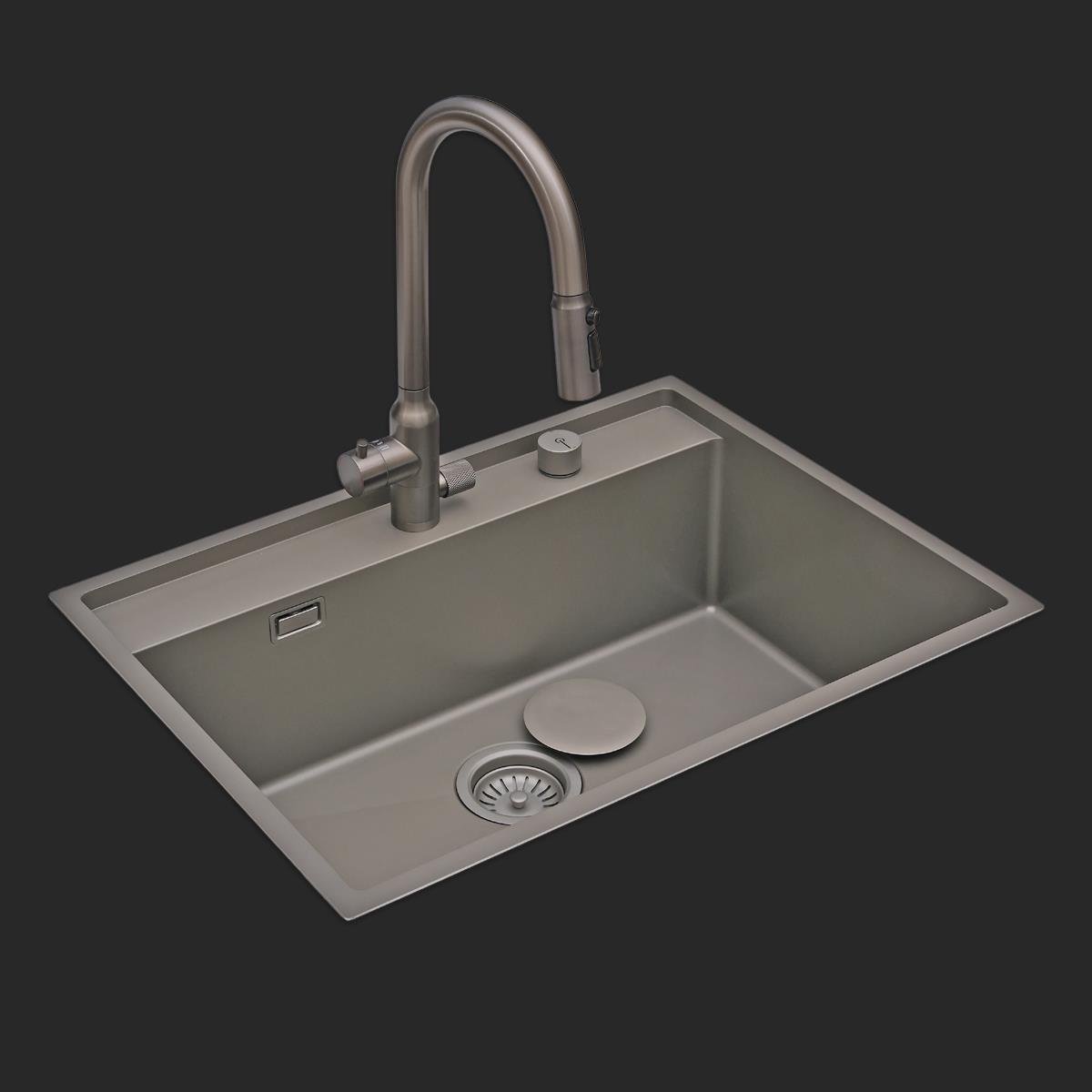 Murano El Yapımı Nano Eviye Seti 68x51 cm Mat Gri (Gun Grey)