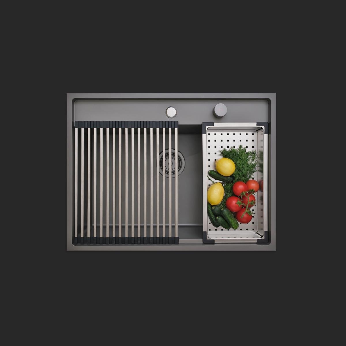 Murano El Yapımı Nano Eviye Seti 68x51 cm Mat Gri (Gun Grey)