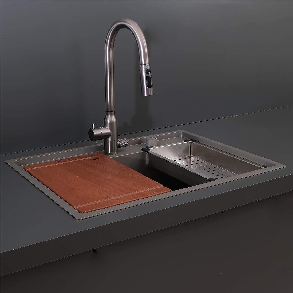 Murano El Yapımı Nano Eviye Seti 68x51 cm Mat Gri (Gun Grey)