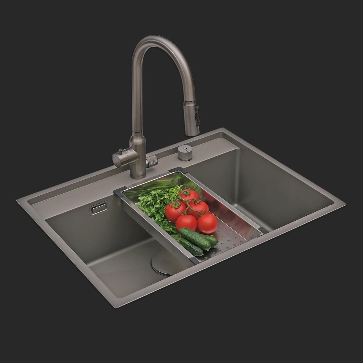 Murano El Yapımı Nano Eviye Seti 68x51 cm Mat Gri (Gun Grey)
