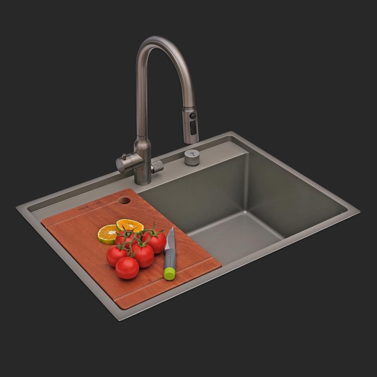 Murano El Yapımı Nano Eviye Seti 68x51 cm Mat Gri (Gun Grey)