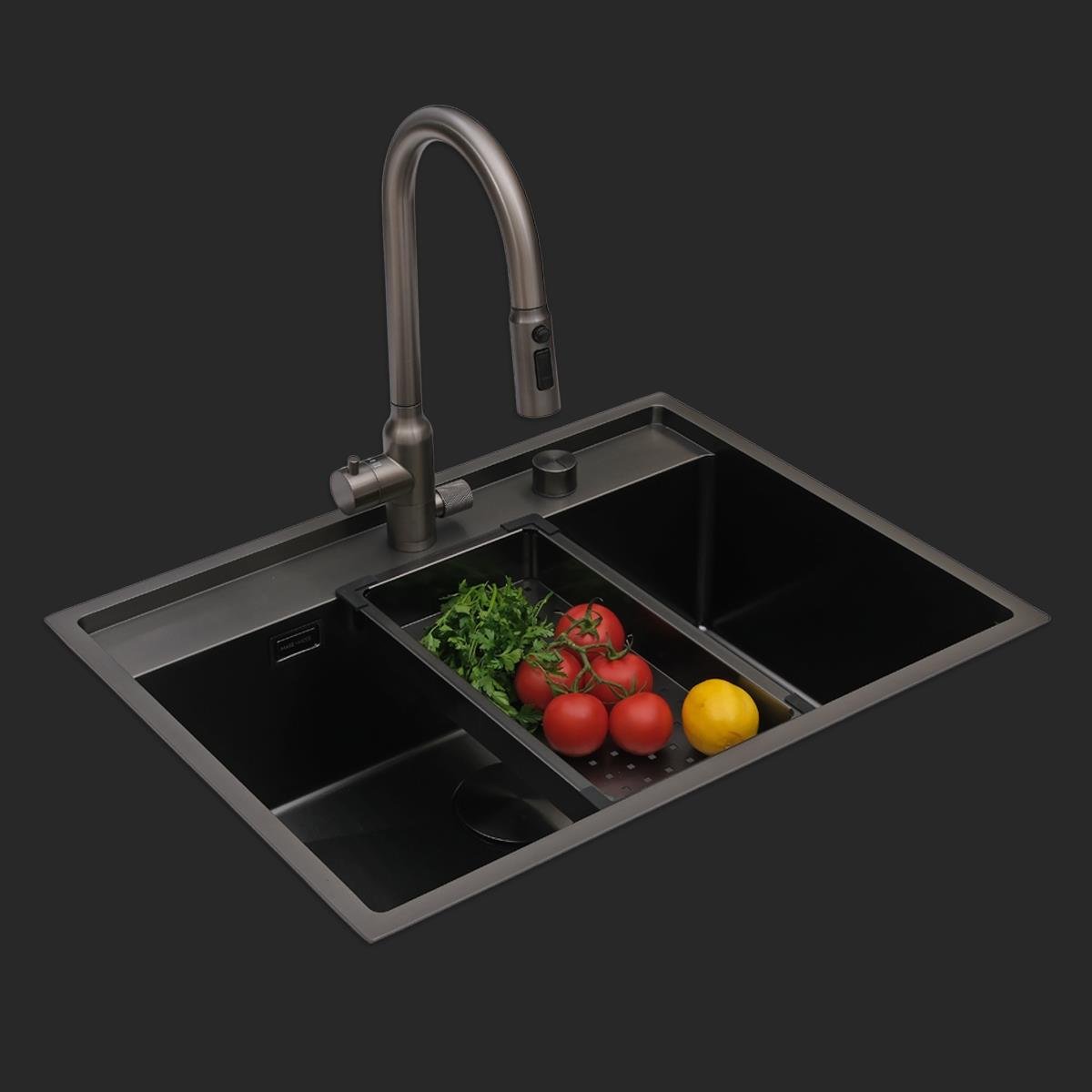 Murano El Yapımı PVD Eviye Seti 68x51 cm Siyah (Black)