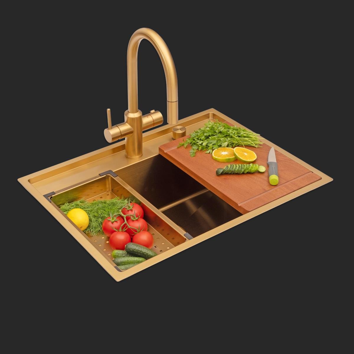 Murano  El Yapımı PVD Eviye Seti 68x51 cm Altın (Gold)