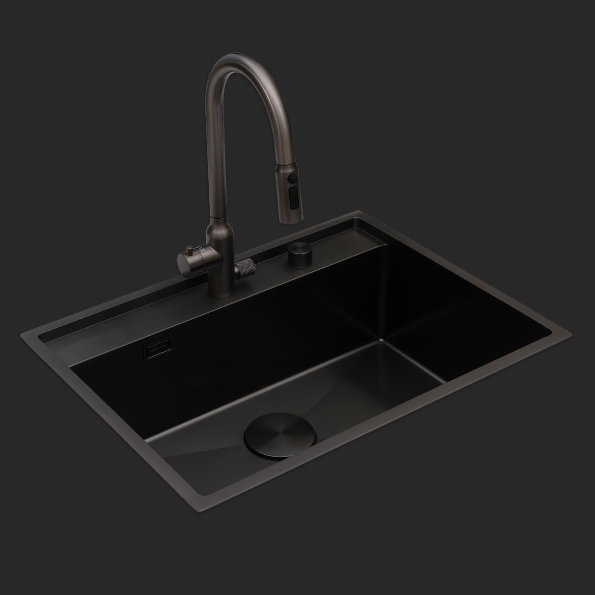 Murano El Yapımı PVD Eviye Seti 68x51 cm Siyah (Black)