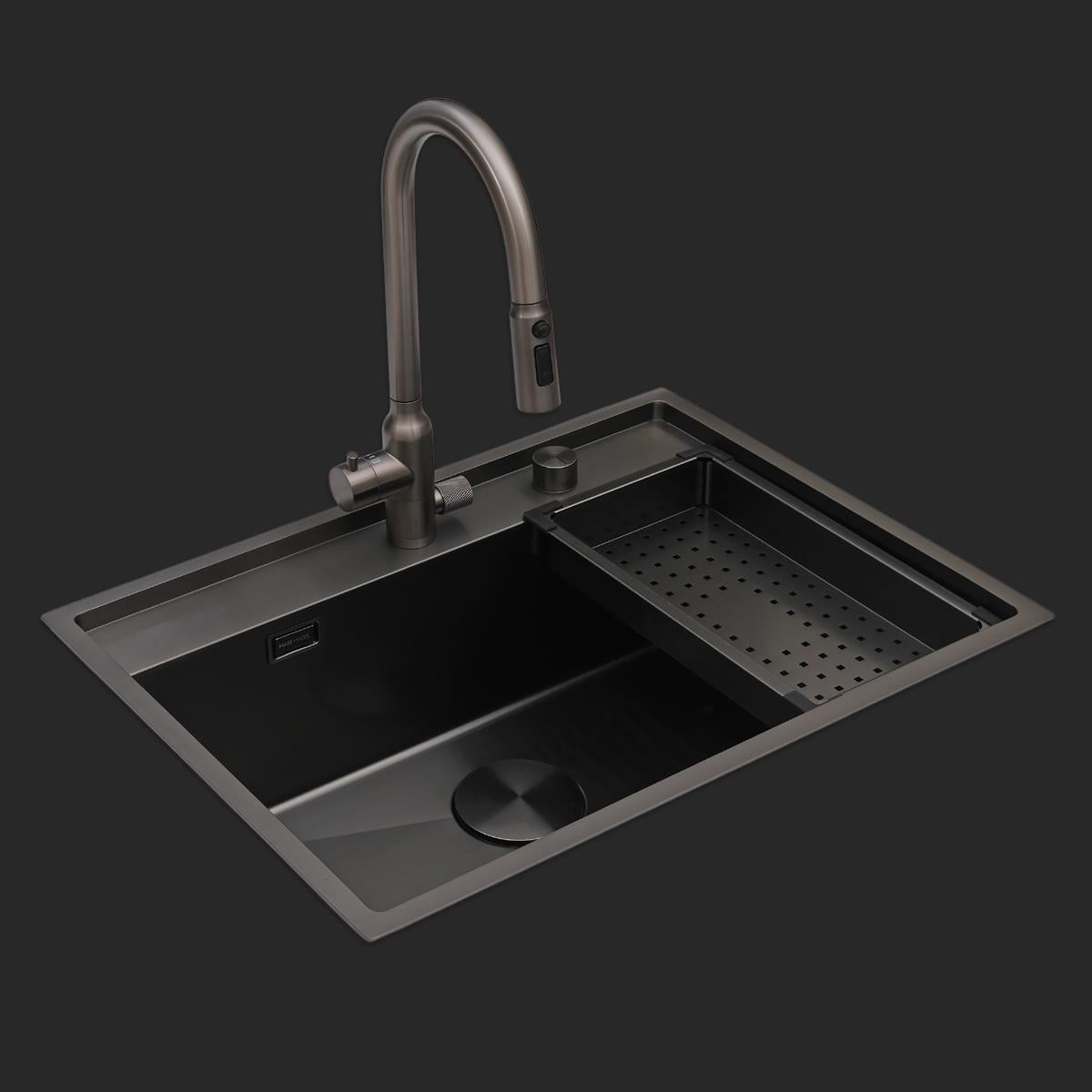 Murano El Yapımı PVD Eviye Seti 68x51 cm Siyah (Black)