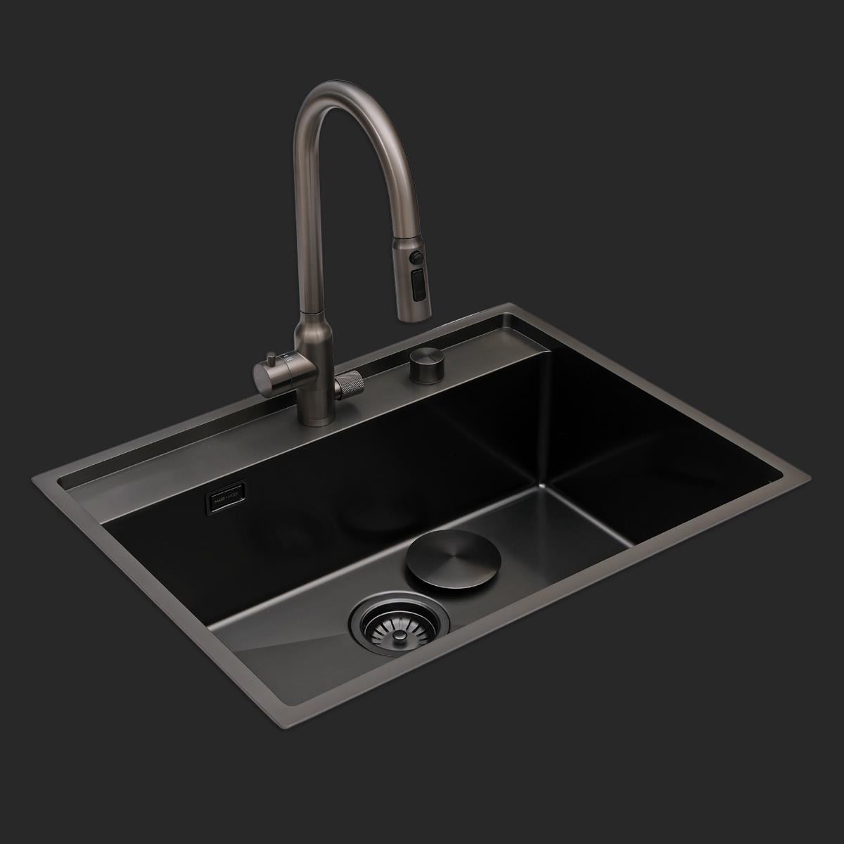 Murano El Yapımı PVD Eviye Seti 68x51 cm Siyah (Black)