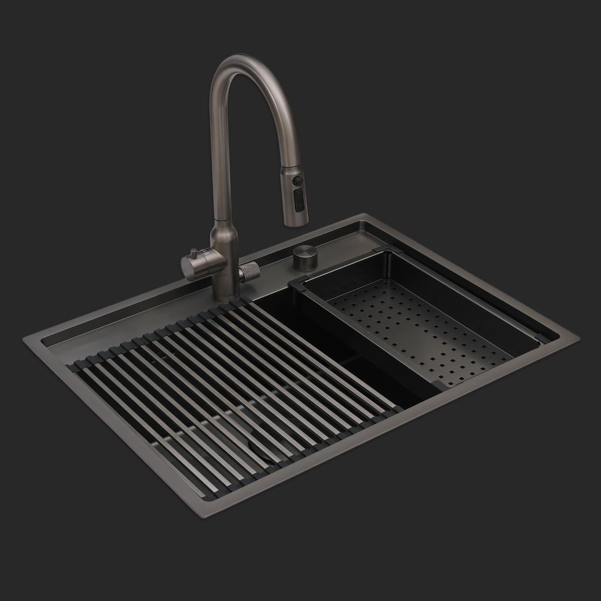 Murano El Yapımı PVD Eviye Seti 68x51 cm Siyah (Black)