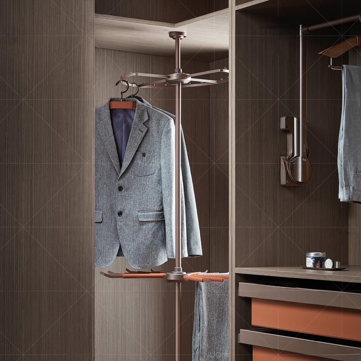 Ralphie Tam boy Dönebilir Çok Sonfkiyonlu Raf ve Askılık High Class Grey