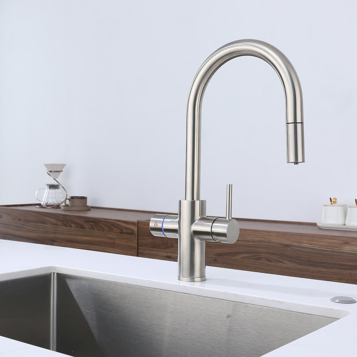 Solar 4'ü 1 Arada Anında Kaynar Su Batarya Sistemi (Brushed Nickel)