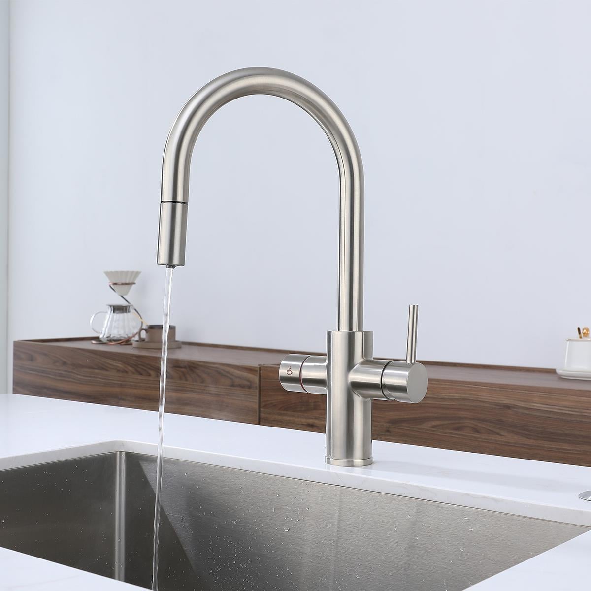 Solar 4'ü 1 Arada Anında Kaynar Su Batarya Sistemi (Brushed Nickel)