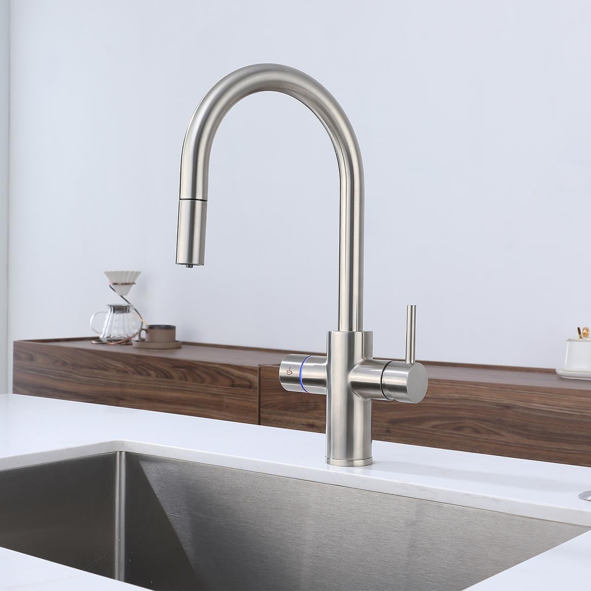 Solar 4'ü 1 Arada Anında Kaynar Su Batarya Sistemi (Brushed Nickel)