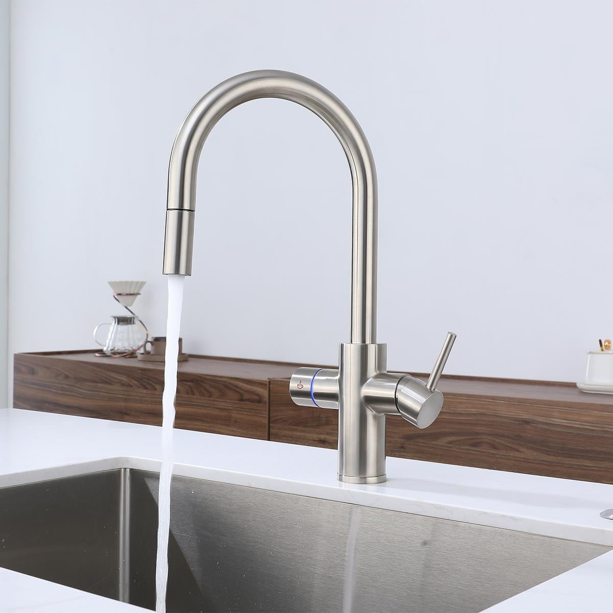 Solar 4'ü 1 Arada Anında Kaynar Su Batarya Sistemi (Brushed Nickel)
