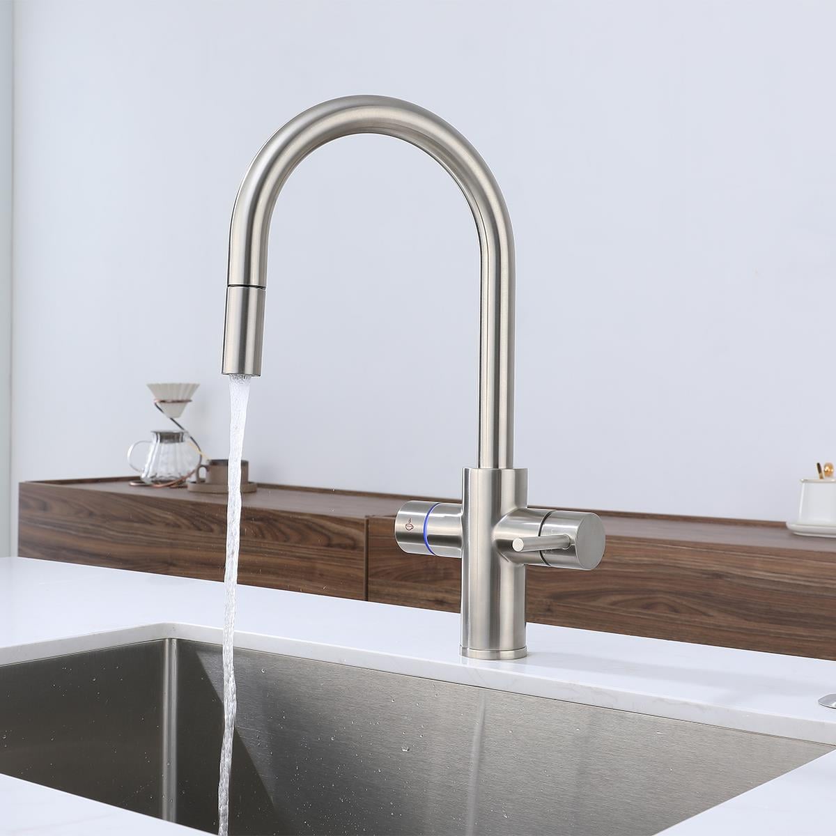 Solar 4'ü 1 Arada Anında Kaynar Su Batarya Sistemi (Brushed Nickel)