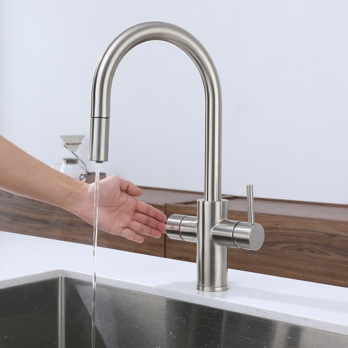 Solar 4'ü 1 Arada Anında Kaynar Su Batarya Sistemi (Brushed Nickel)