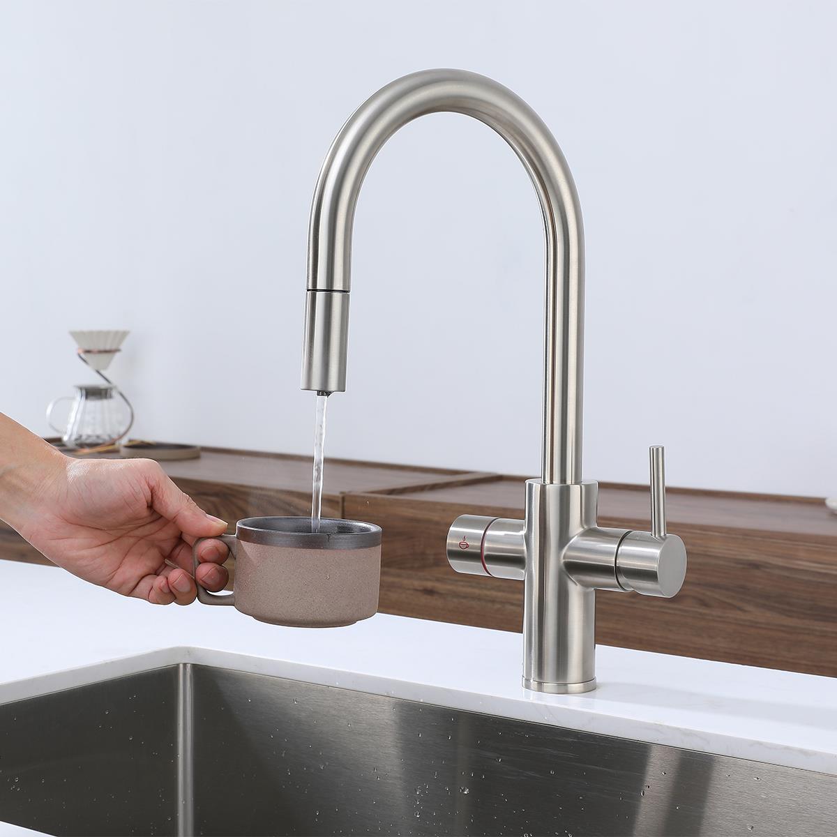 Solar 4'ü 1 Arada Anında Kaynar Su Batarya Sistemi (Brushed Nickel)