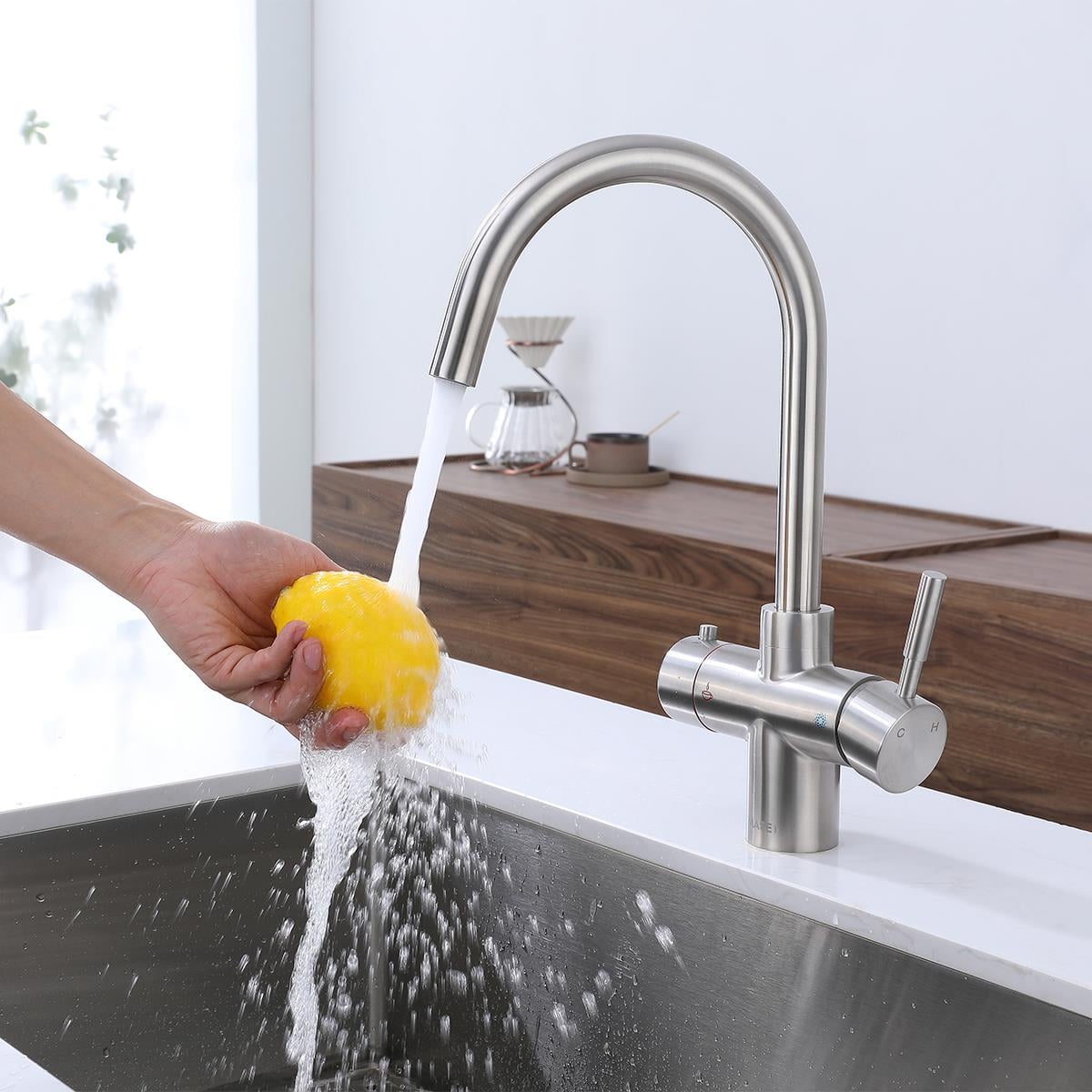 Sparkling 6'sı 1 Arada Anında Kaynar Su ve Soda Batarya Sistemi (Brushed Nickel)