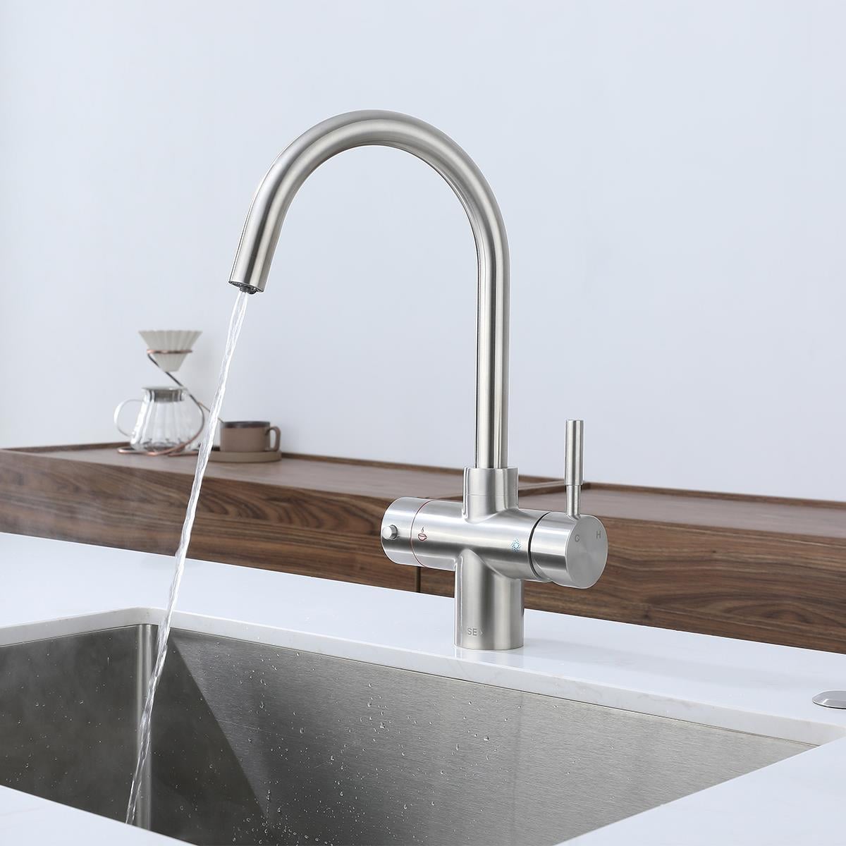 Sparkling 6'sı 1 Arada Anında Kaynar Su ve Soda Batarya Sistemi (Brushed Nickel)