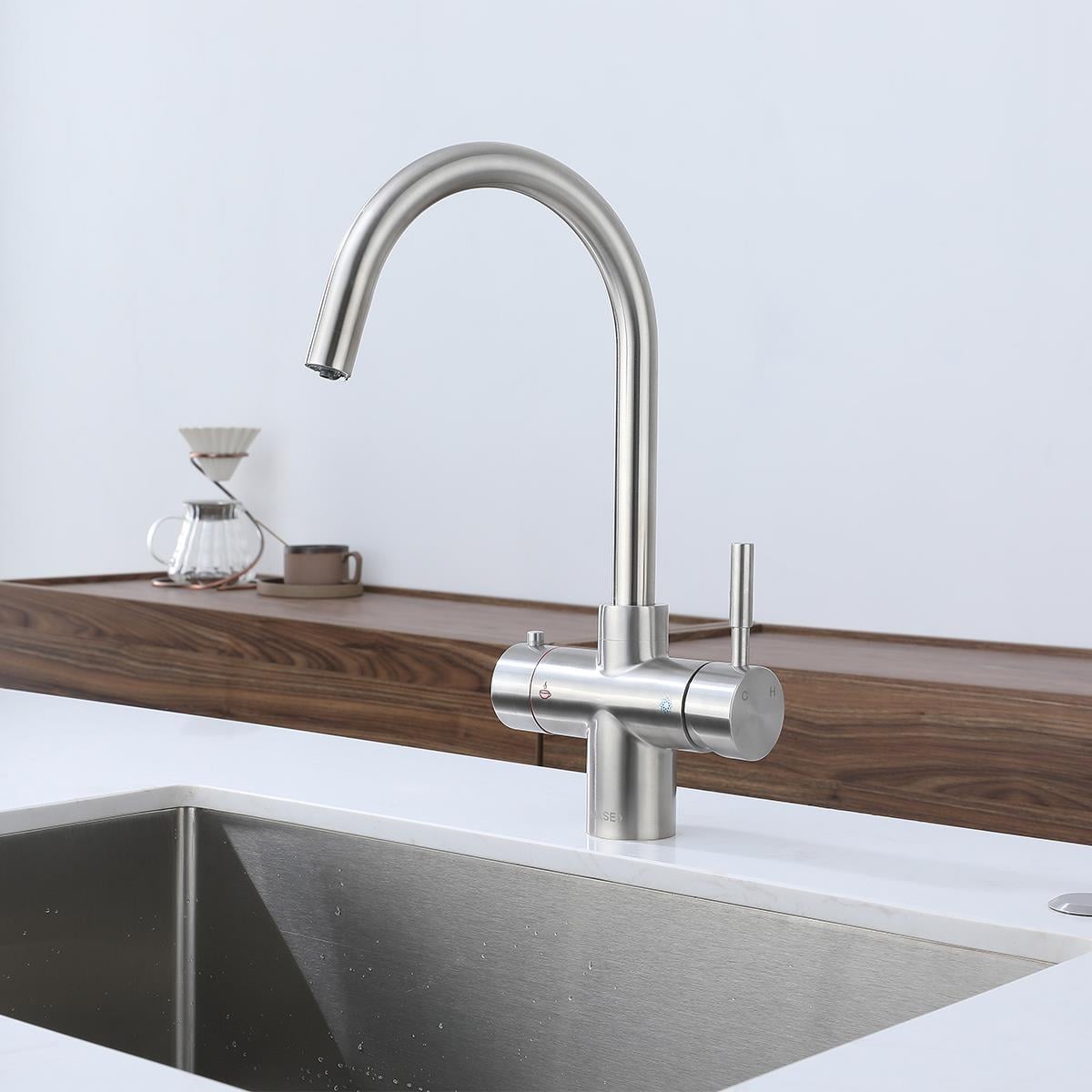 Sparkling 6'sı 1 Arada Anında Kaynar Su ve Soda Batarya Sistemi (Brushed Nickel)