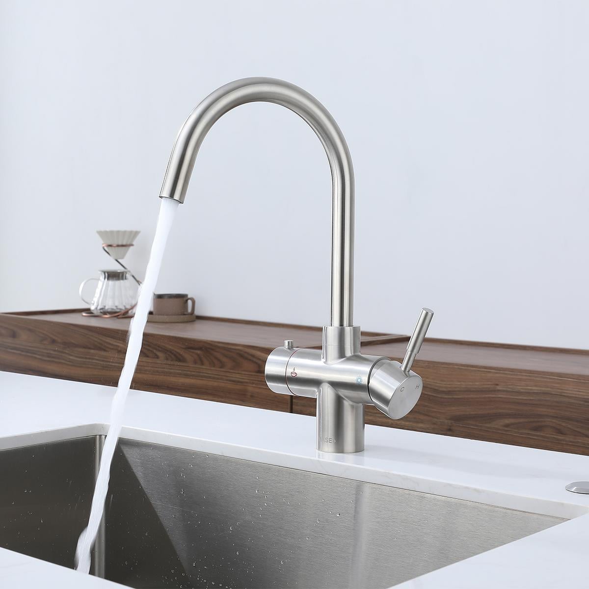 Sparkling 6'sı 1 Arada Anında Kaynar Su ve Soda Batarya Sistemi (Brushed Nickel)