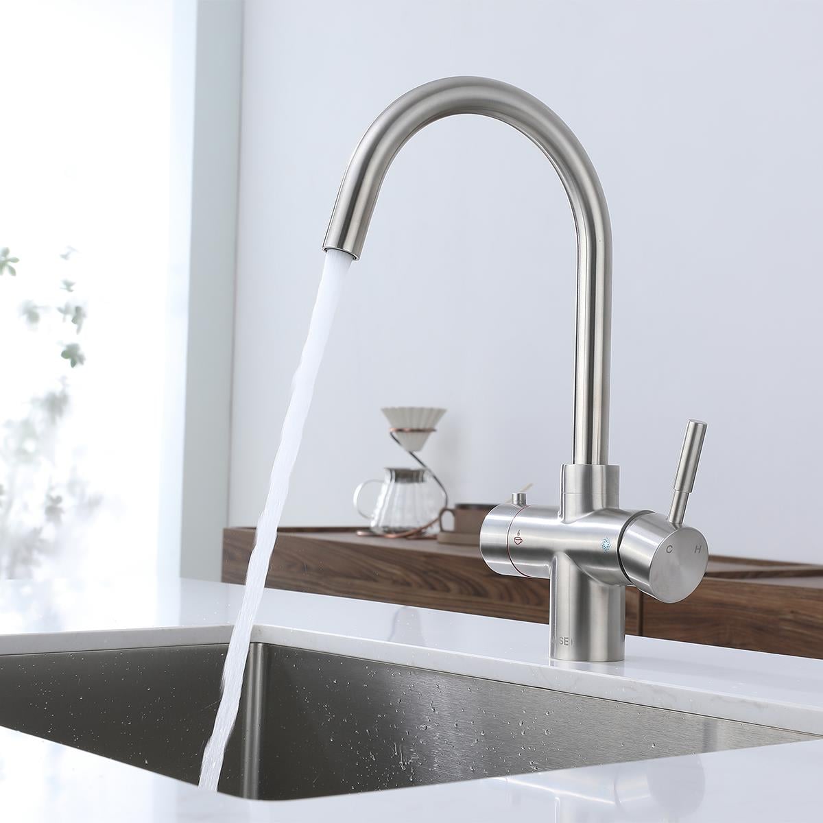 Sparkling 6'sı 1 Arada Anında Kaynar Su ve Soda Batarya Sistemi (Brushed Nickel)
