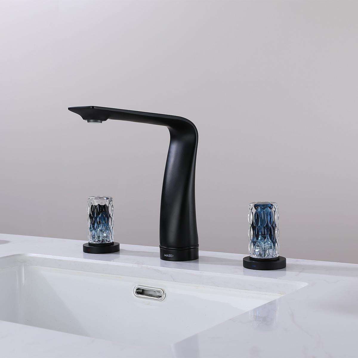 Treasure 3 Delikli Kristal Başlıklı Lavabo Bataryası Gun Grey