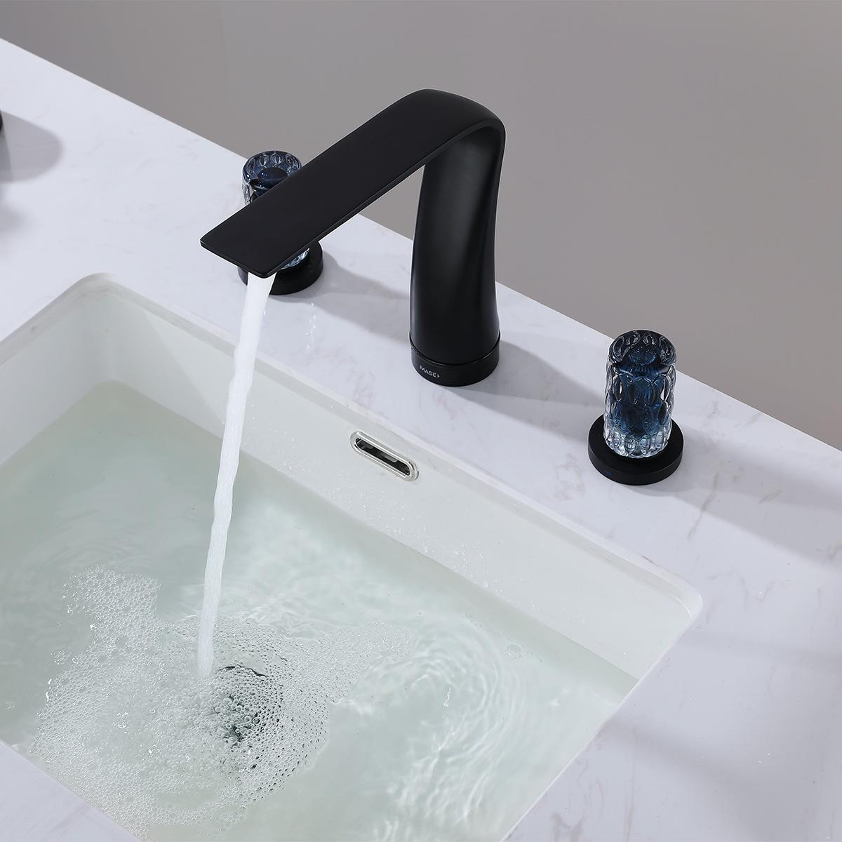 Treasure 3 Delikli Kristal Başlıklı Lavabo Bataryası Gun Grey