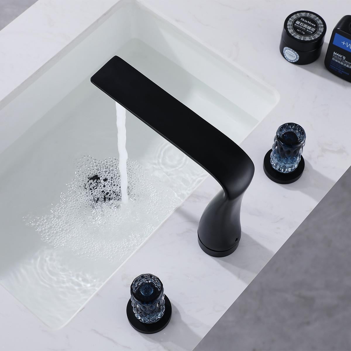 Treasure 3 Delikli Kristal Başlıklı Lavabo Bataryası Gun Grey