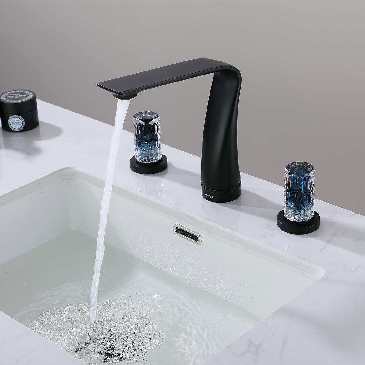 Treasure 3 Delikli Kristal Başlıklı Lavabo Bataryası Gun Grey