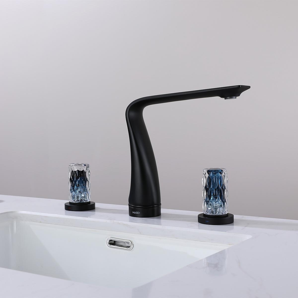 Treasure 3 Delikli Kristal Başlıklı Lavabo Bataryası Gun Grey