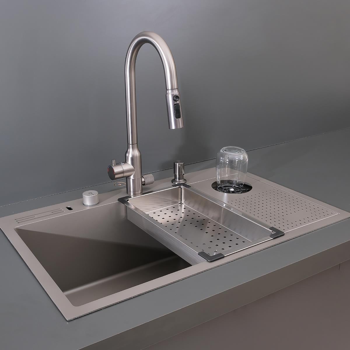 Valle El Yapımı Nano Eviye Seti 76x48 cm Mat Gri (Gun Grey)