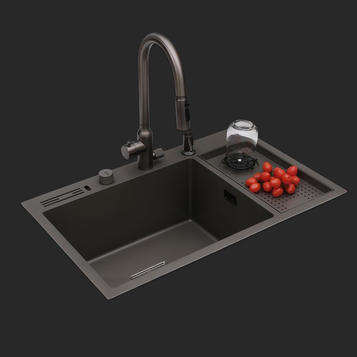 Valle El Yapımı Nano Eviye Seti 76x48 cm Mat Gri (Gun Grey)