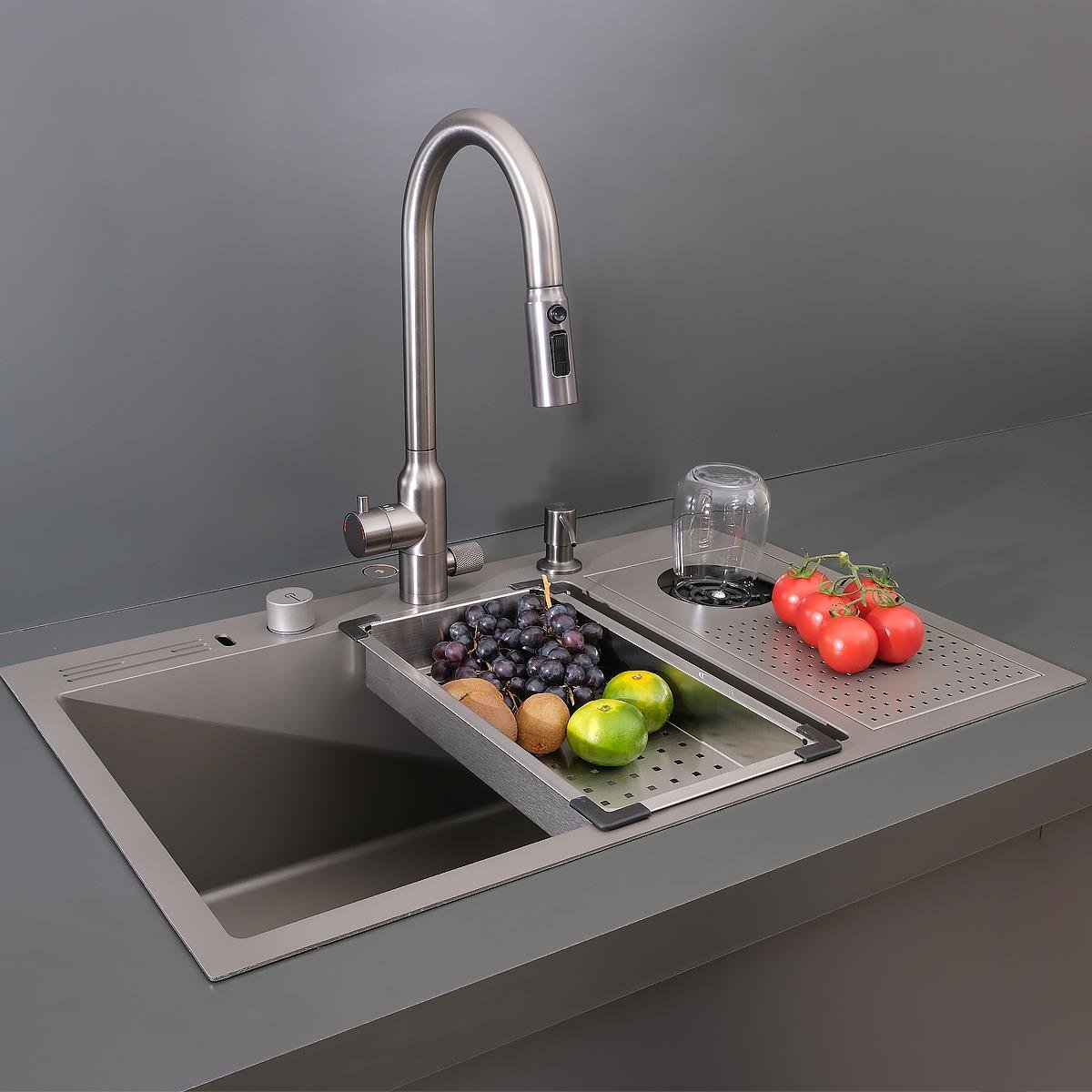 Valle El Yapımı Nano Eviye Seti 76x48 cm Mat Gri (Gun Grey)