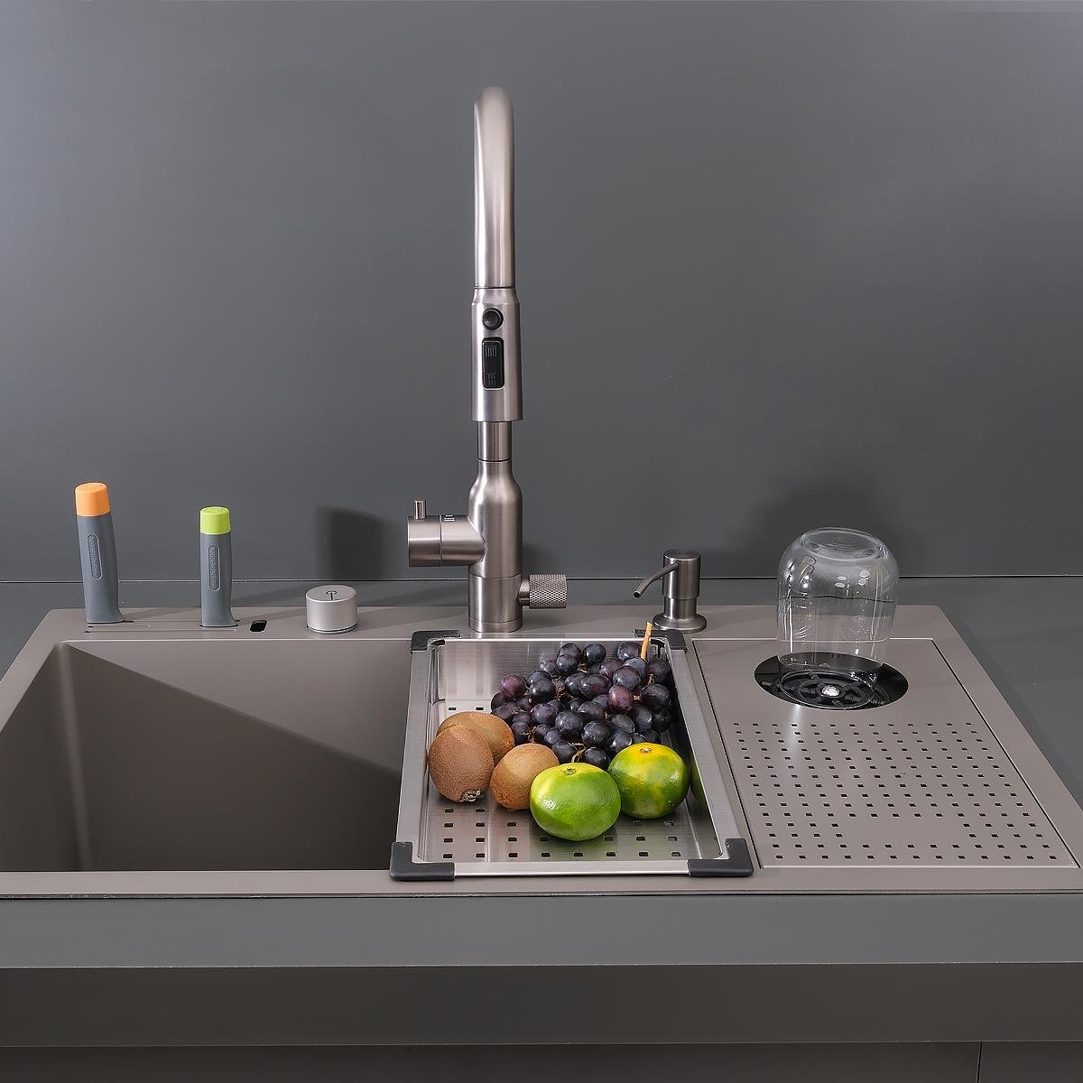 Valle El Yapımı Nano Eviye Seti 76x48 cm Mat Gri (Gun Grey)