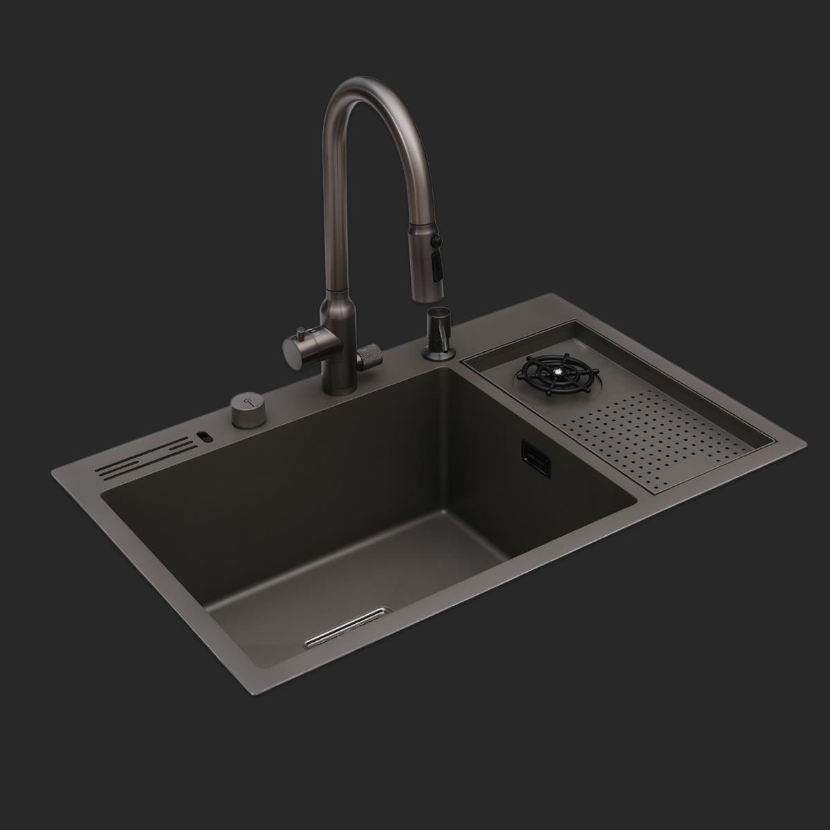 Valle El Yapımı Nano Eviye Seti 76x48 cm Mat Gri (Gun Grey)