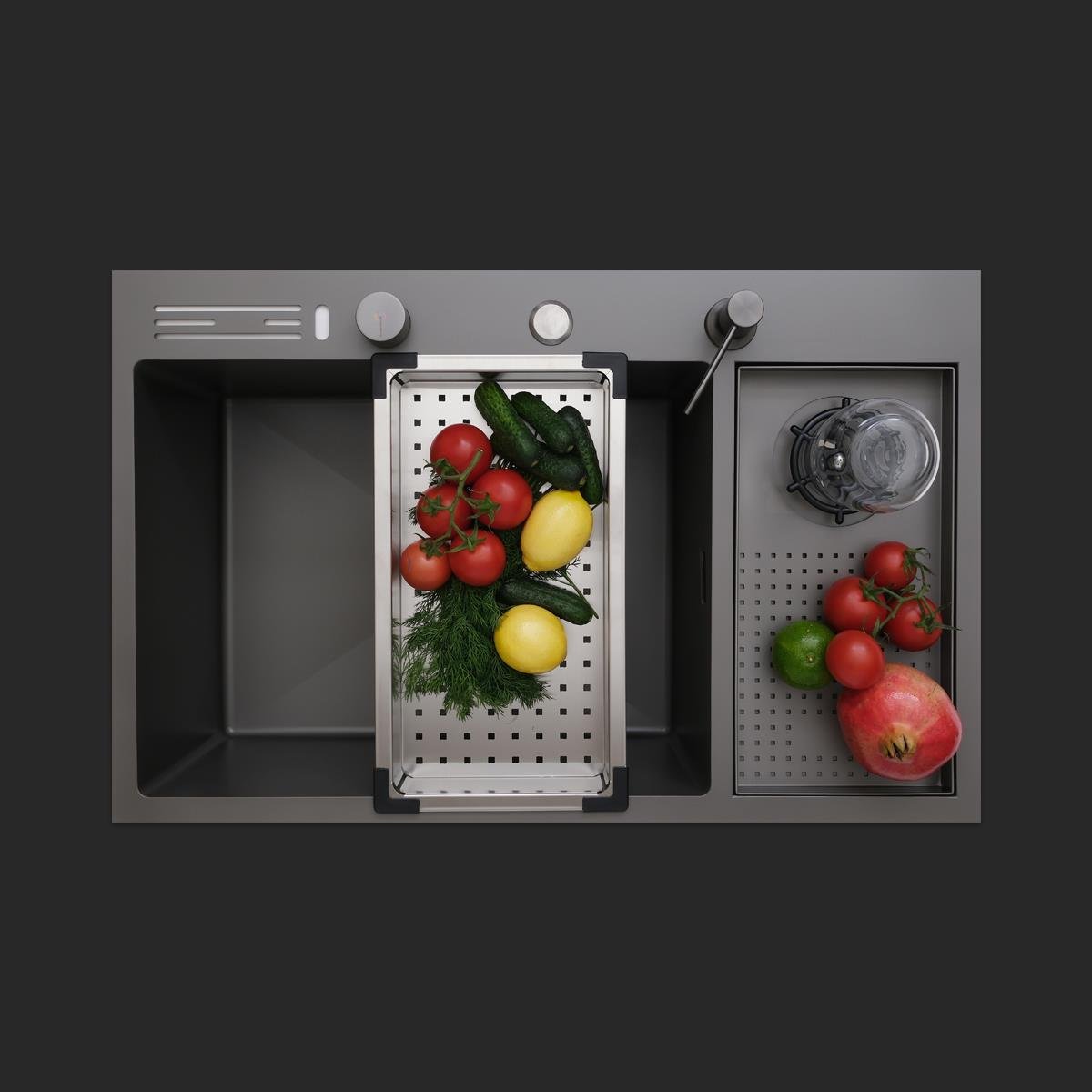 Valle El Yapımı Nano Eviye Seti 76x48 cm Mat Gri (Gun Grey)