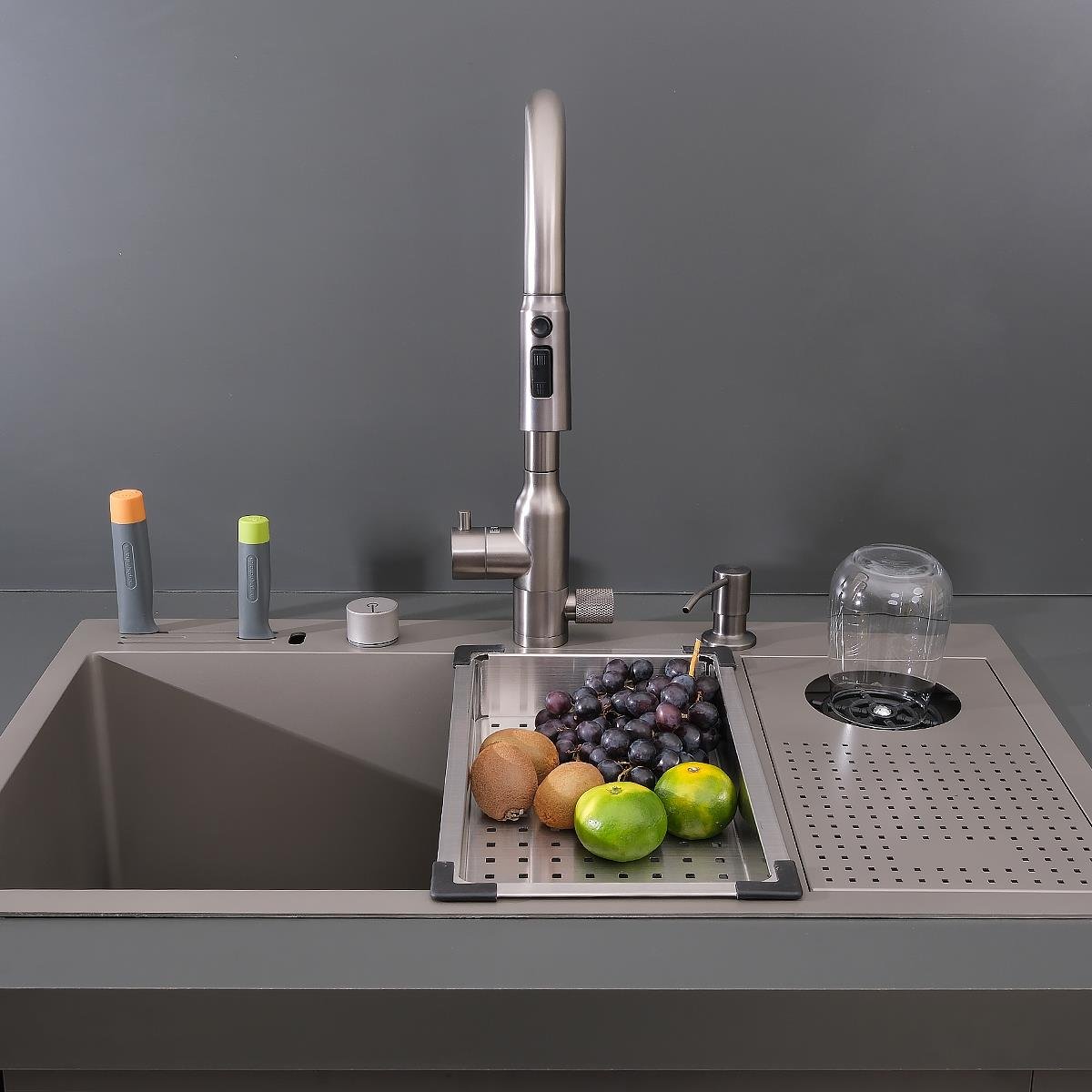 Valle El Yapımı Nano Eviye Seti 76x48 cm Mat Gri (Gun Grey)