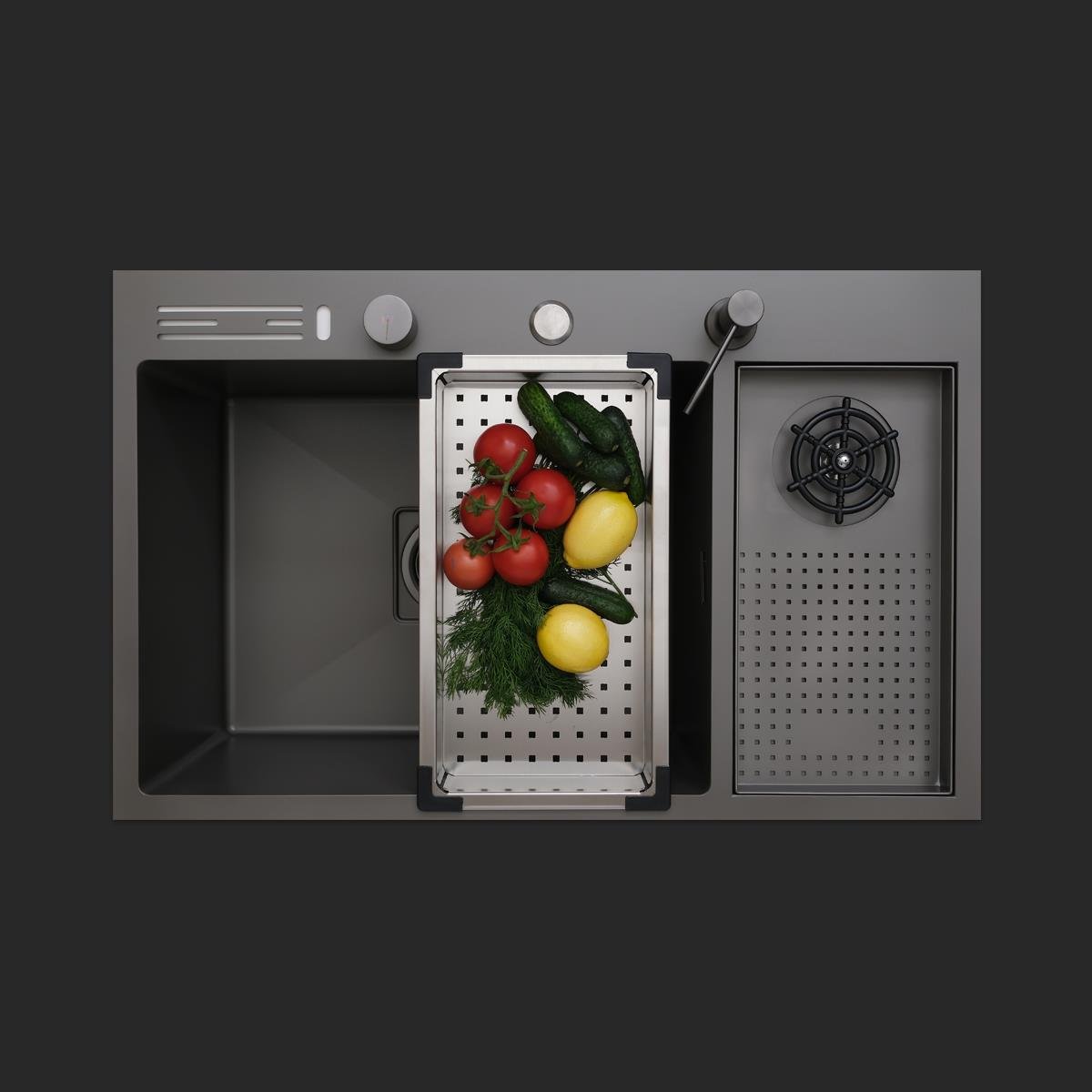 Valle El Yapımı Nano Eviye Seti 76x48 cm Mat Gri (Gun Grey)
