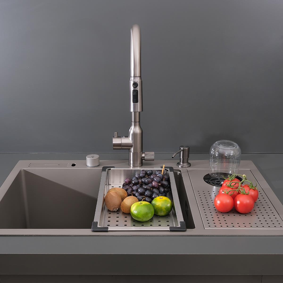 Valle El Yapımı Nano Eviye Seti 76x48 cm Mat Gri (Gun Grey)