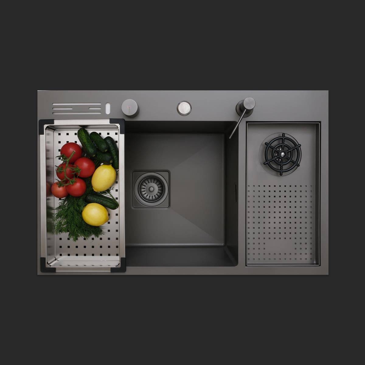 Valle El Yapımı Nano Eviye Seti 76x48 cm Mat Gri (Gun Grey)