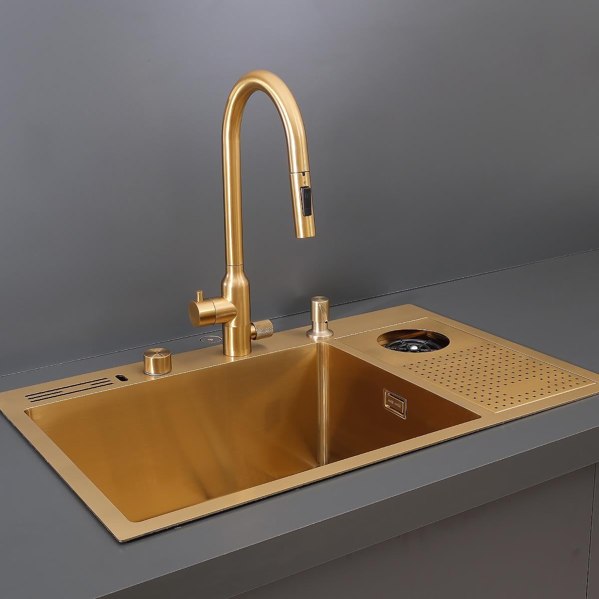 Valle  El Yapımı PVD Eviye Seti 76x48 cm Altın (Gold)