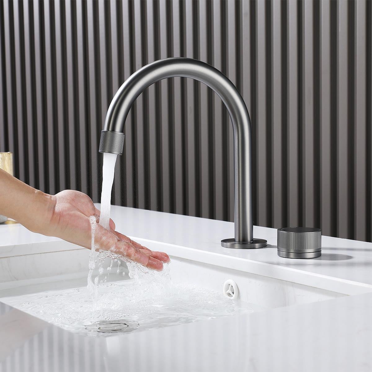 Vanity 2 Delikli Lavabo Bataryası Gun Metal