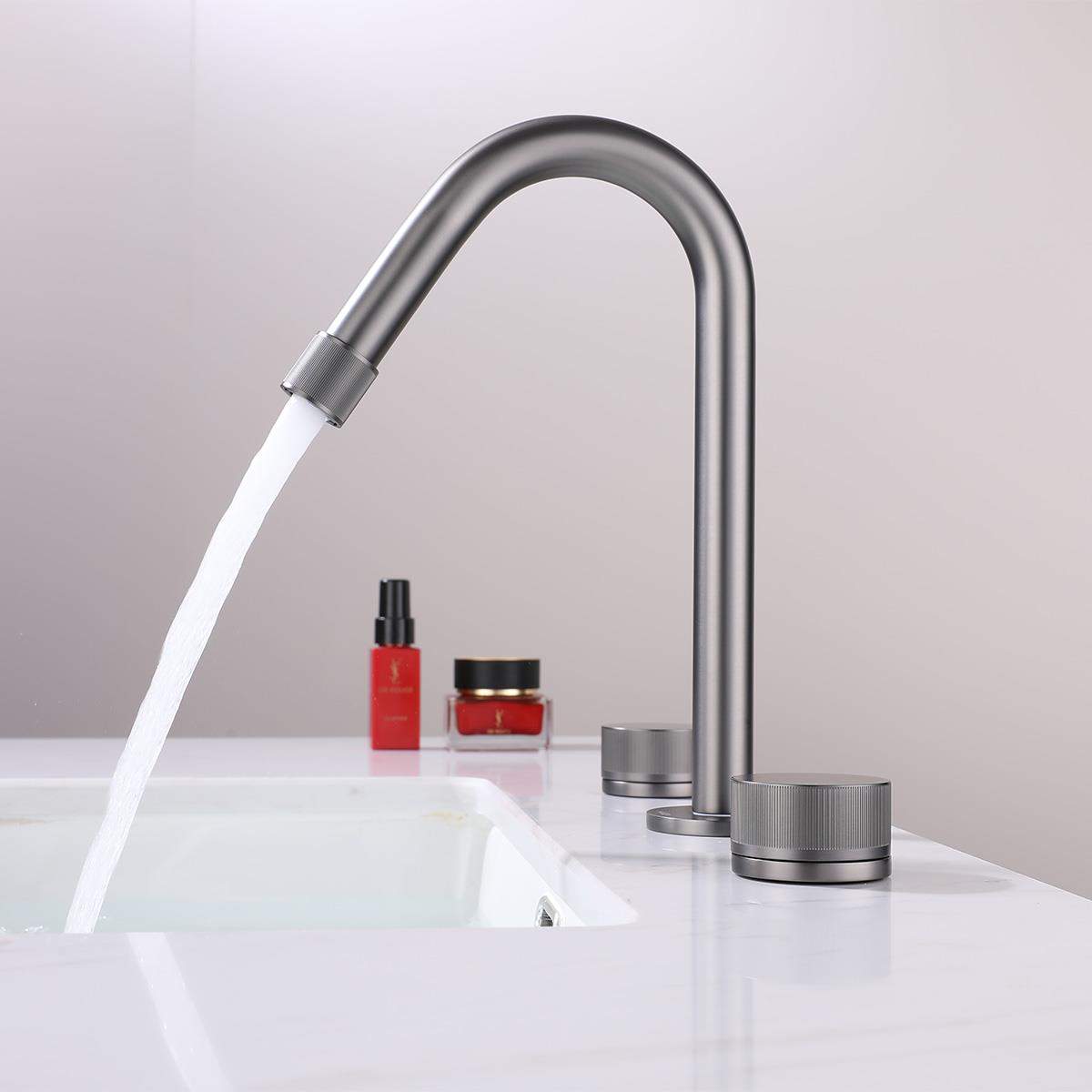 Vanity 3 Delikli Lavabo Bataryası Gun Metal