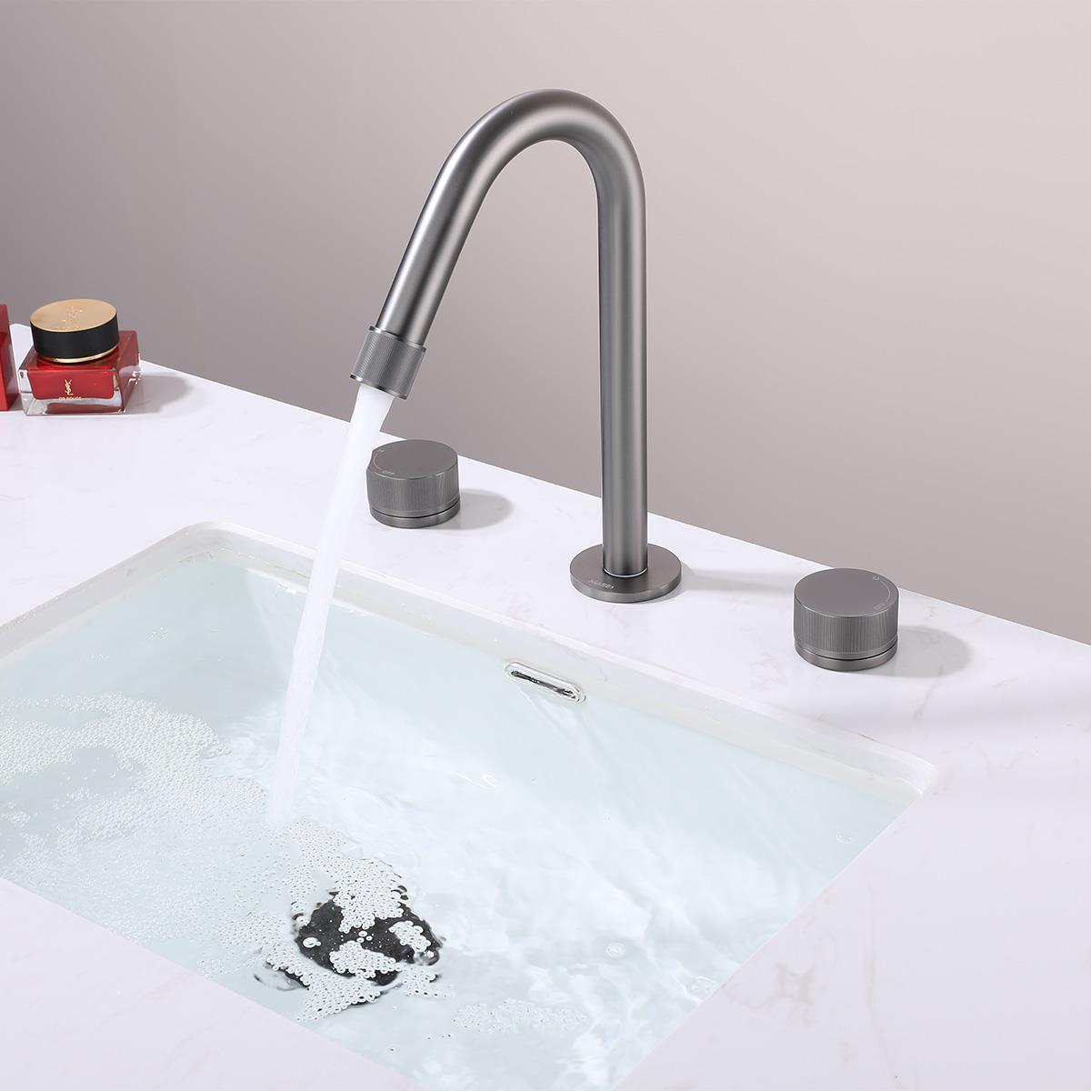 Vanity 3 Delikli Lavabo Bataryası Gun Metal
