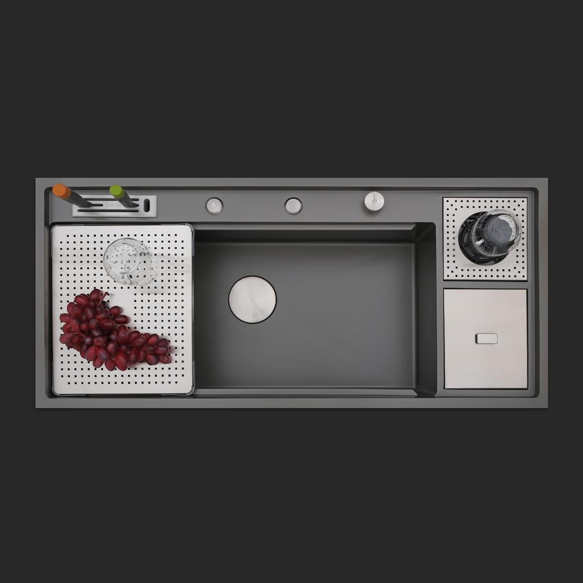 Verona El Yapımı Nano Eviye Seti 106x48 cm Mat Gri (Gun Grey)