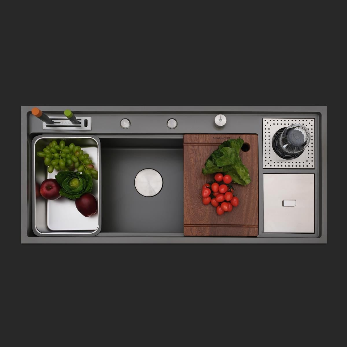 Verona El Yapımı Nano Eviye Seti 106x48 cm Mat Gri (Gun Grey)
