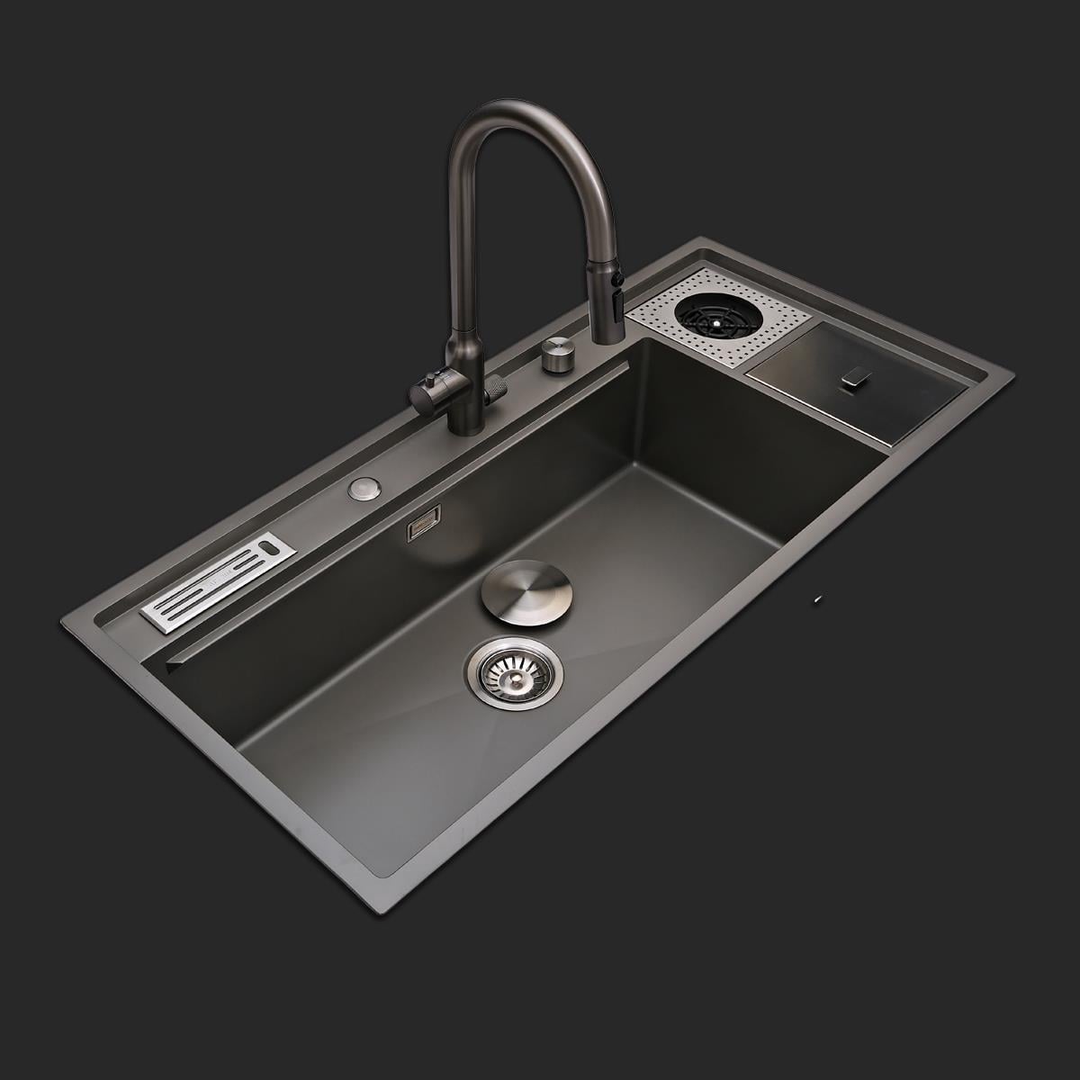 Verona El Yapımı Nano Eviye Seti 106x48 cm Mat Gri (Gun Grey)