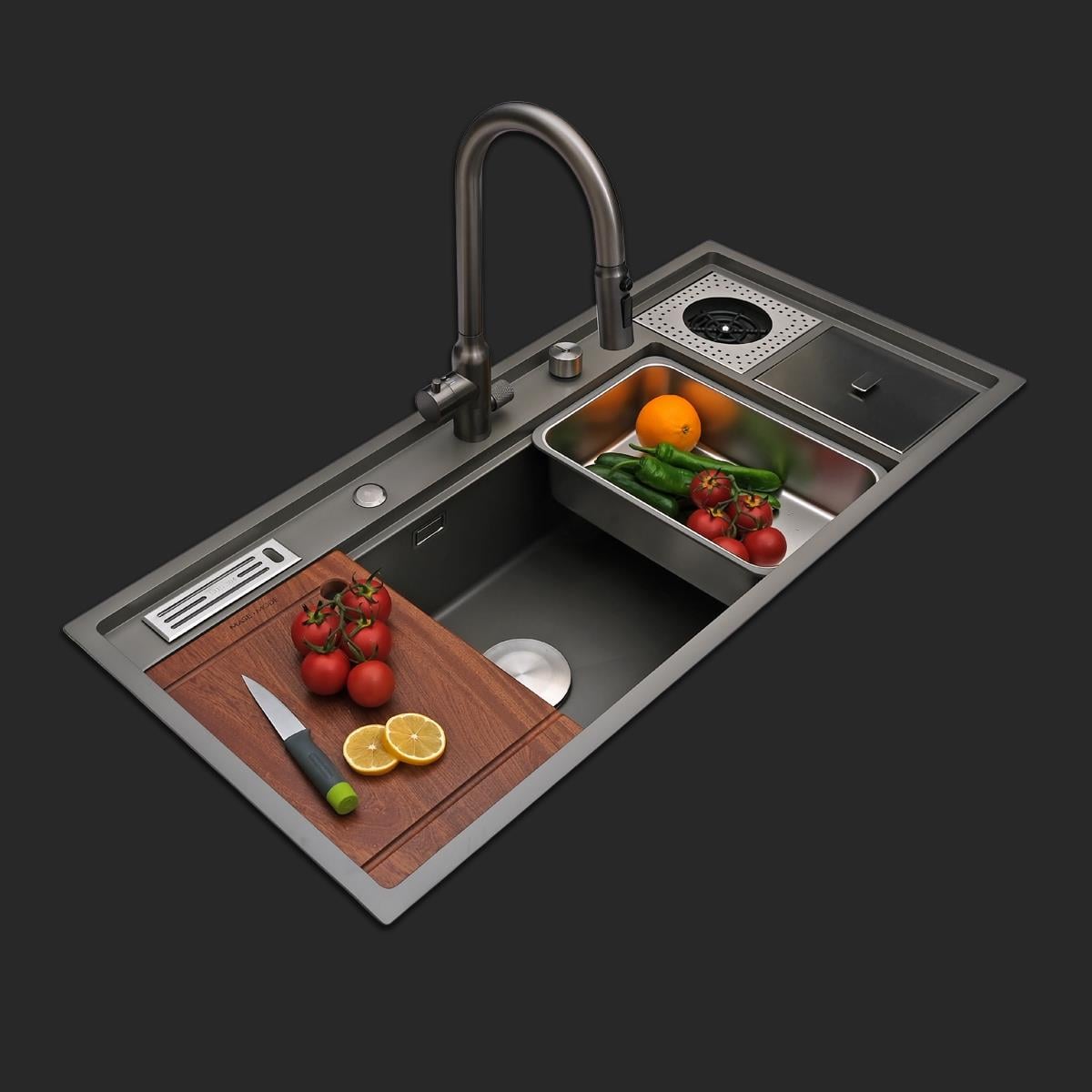 Verona El Yapımı Nano Eviye Seti 106x48 cm Mat Gri (Gun Grey)