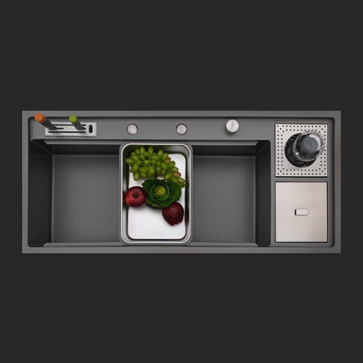 Verona El Yapımı Nano Eviye Seti 106x48 cm Mat Gri (Gun Grey)