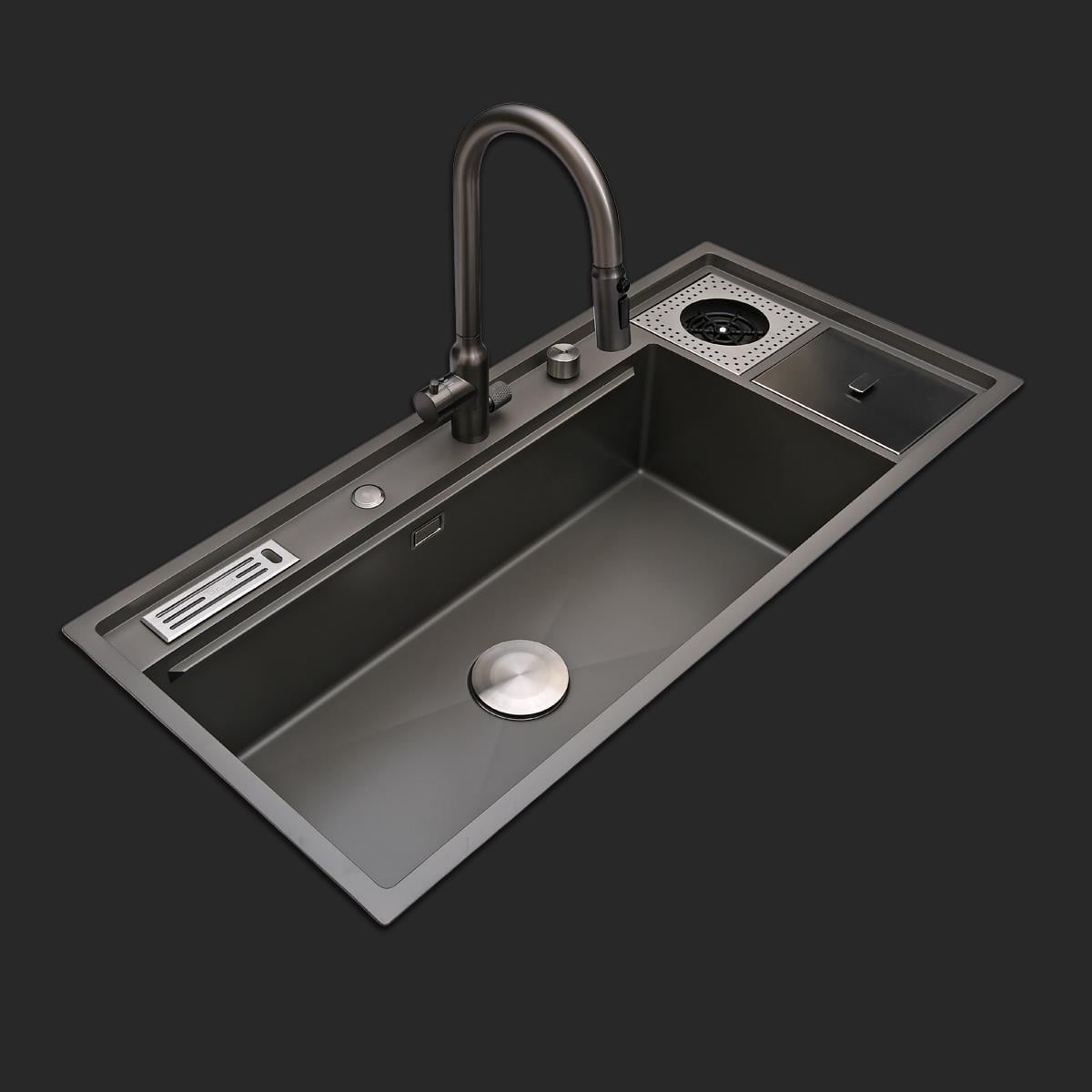 Verona El Yapımı Nano Eviye Seti 106x48 cm Mat Gri (Gun Grey)