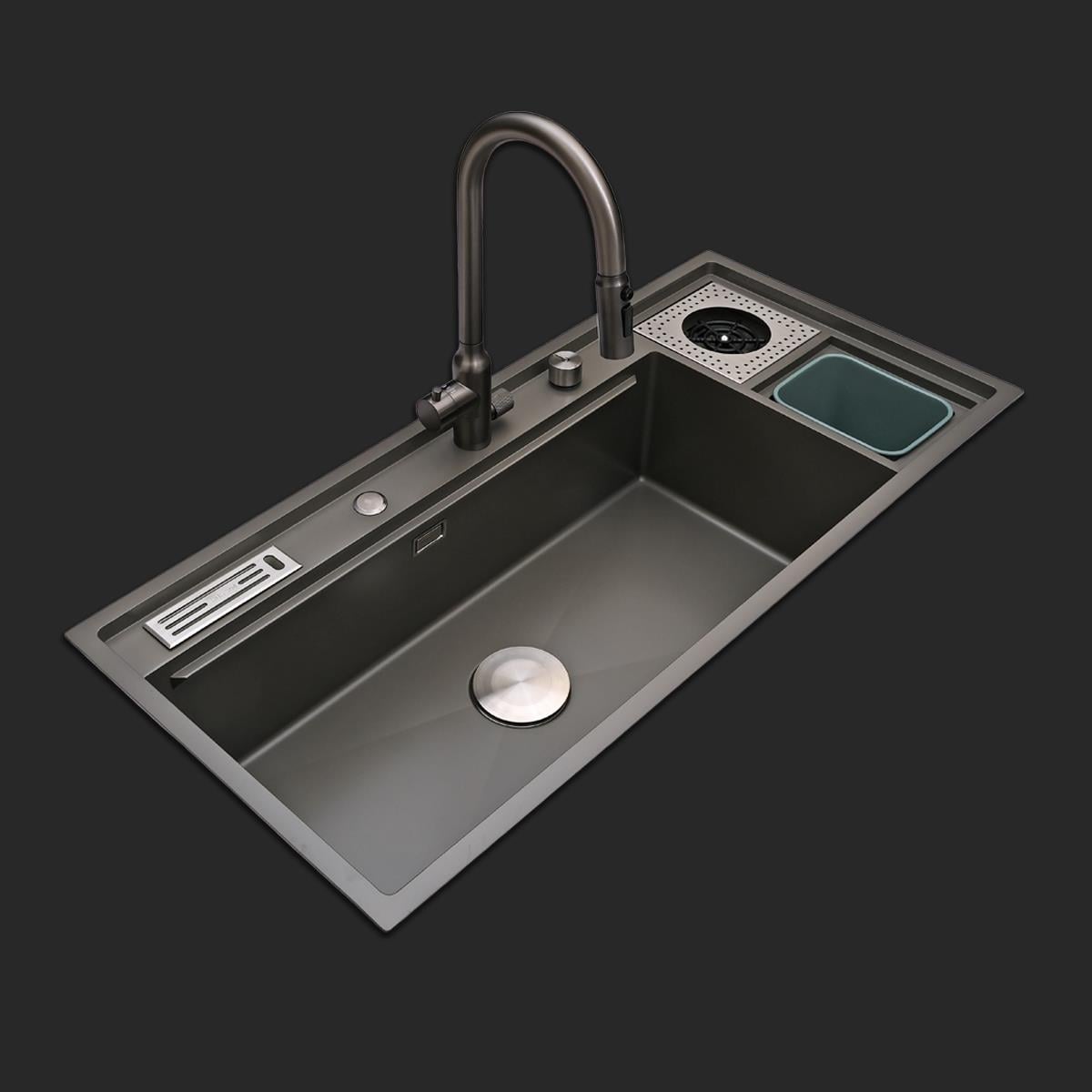Verona El Yapımı Nano Eviye Seti 106x48 cm Mat Gri (Gun Grey)